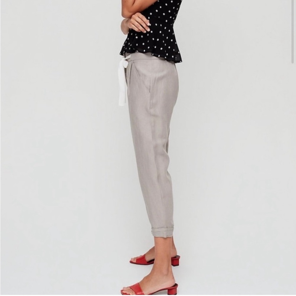 Aritzia Wilfred Linen Allant Tie Front Trouser Pant Grey Size 2 - Picture 4 of 16